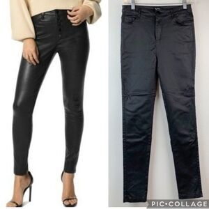 Apperloth coated denim faux leather soft thermal lined high waist skinny pants